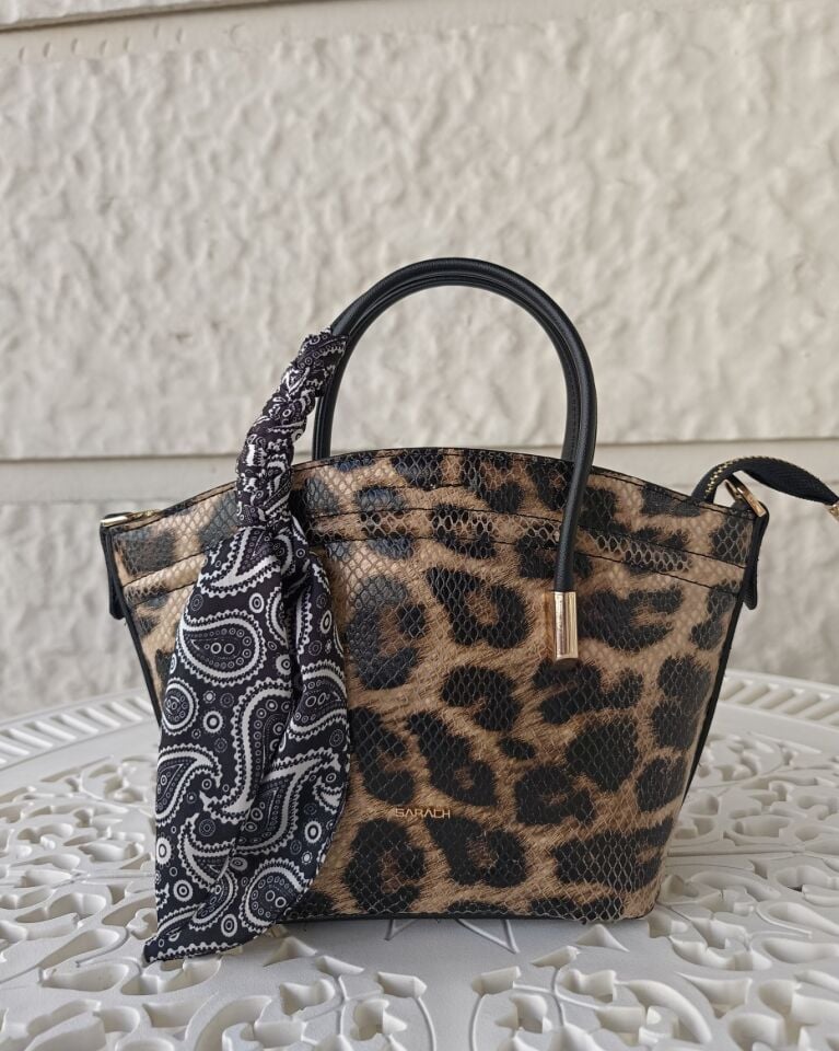 SARACH Kadın El ve Omuz Çantası - Leopar Desenli