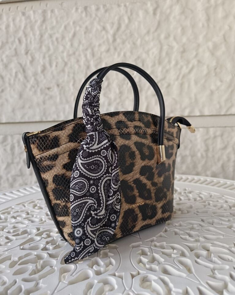 SARACH Kadın El ve Omuz Çantası - Leopar Desenli
