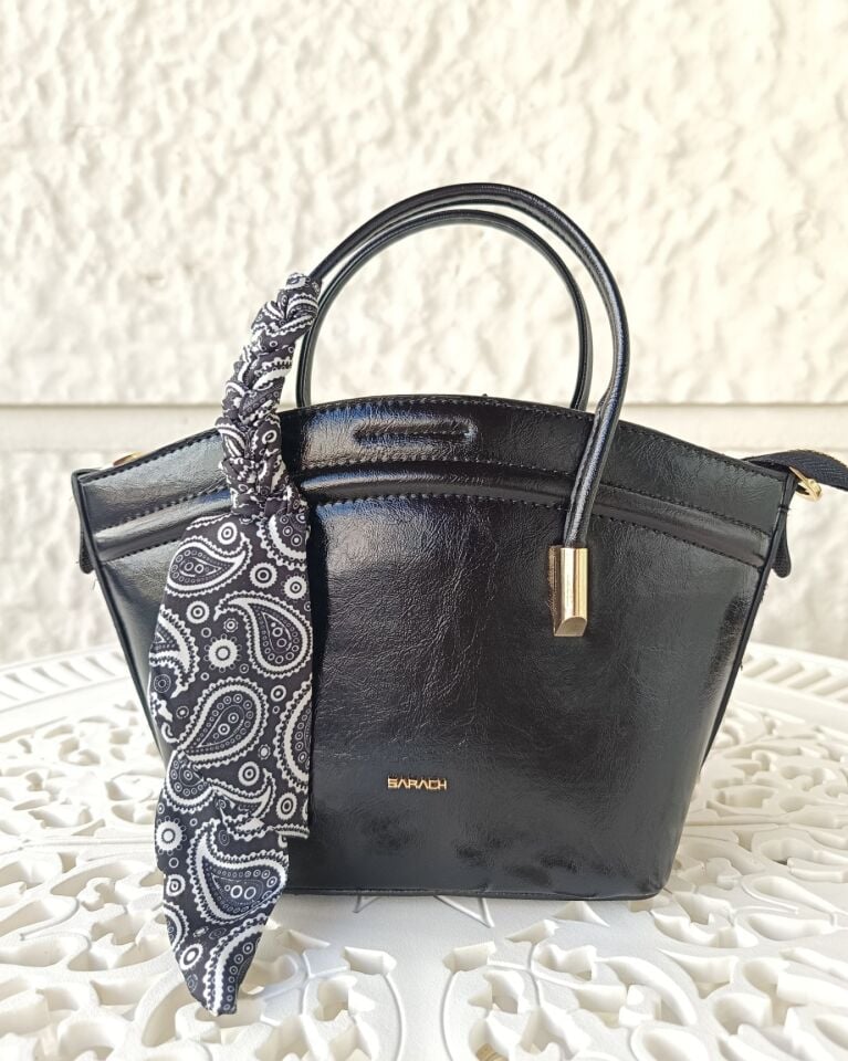 SARACH Kadın El ve Omuz Çantası - Siyah (Parlak)