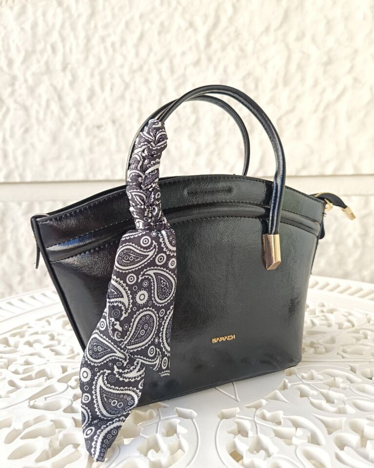 SARACH Kadın El ve Omuz Çantası - Siyah (Parlak)