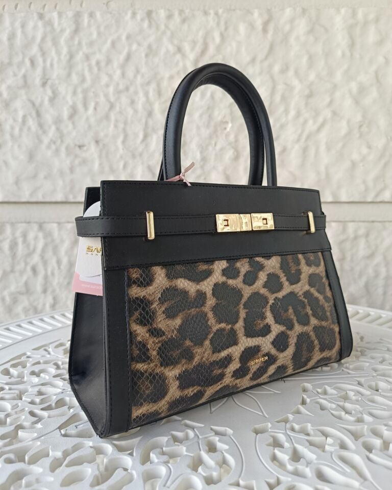 SARACH Kadın El ve Omuz Çantası - Leopar Desenli