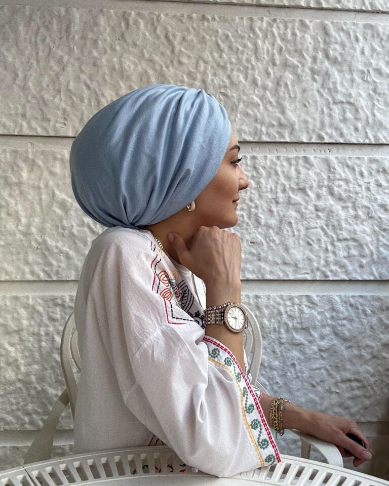 Burgu Detaylı Hazır Bone – Bebe Mavisi