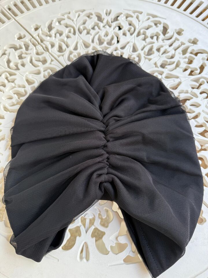 Burgu Detaylı Hazır Tül Bone – Siyah