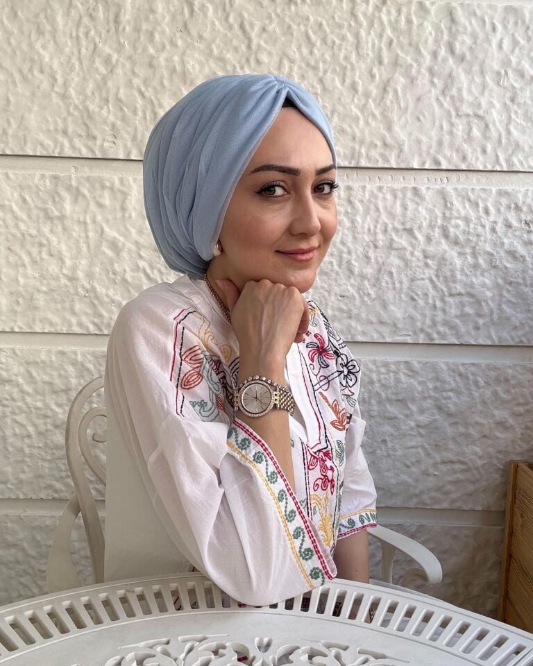 Burgu Detaylı Hazır Tül Bone – Bebe Mavisi