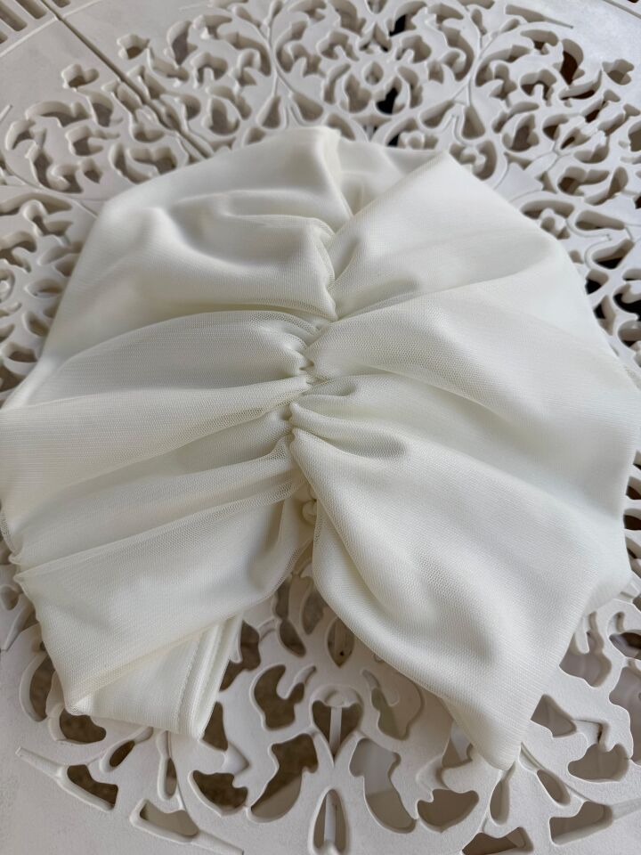 Burgu Detaylı Hazır Tül Bone – Ekru