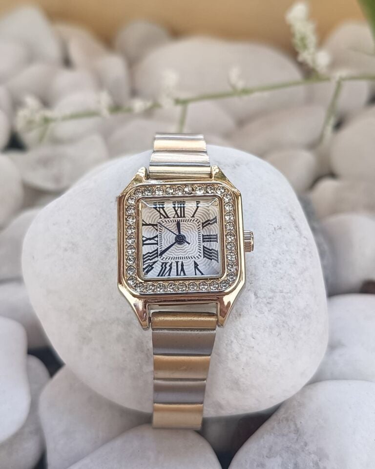 Retro Roma Taşlı Kadın Saat - Gold/Silver