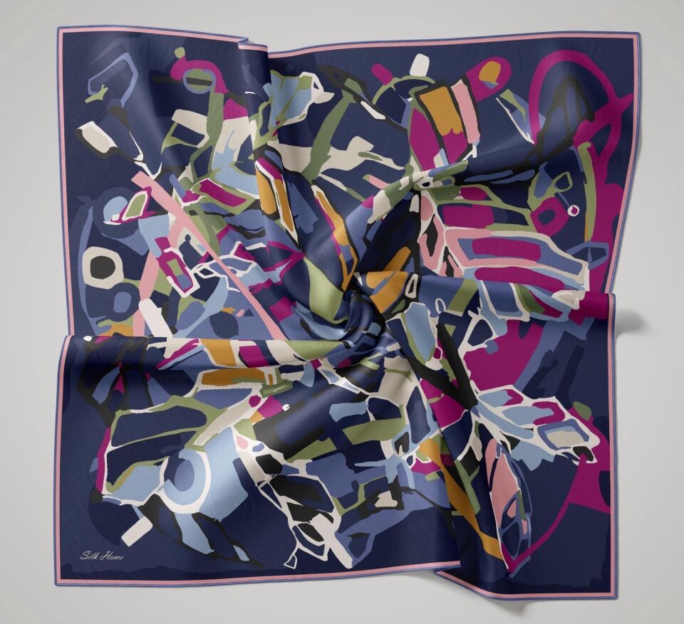 Silk Home İpek Eşarp - Lacivert