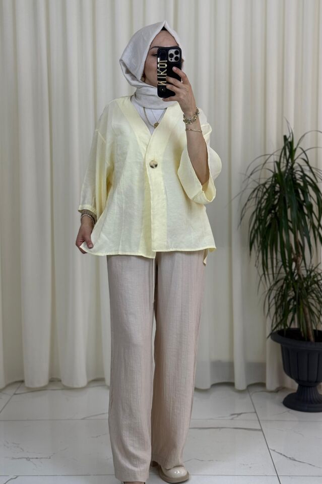 Beli Dantelli Pantolon - Taş