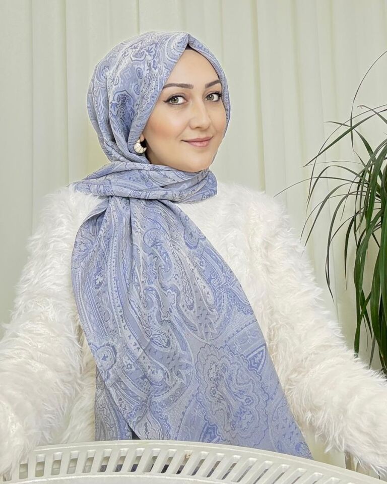 Ottoman Desen Şal - Mavi