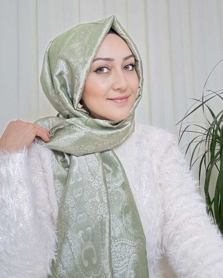 Ottoman Desen Şal - Açık Yeşil