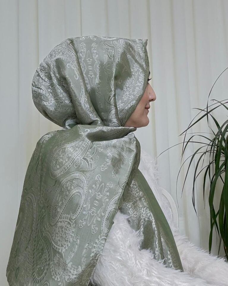 Ottoman Desen Şal - Açık Yeşil