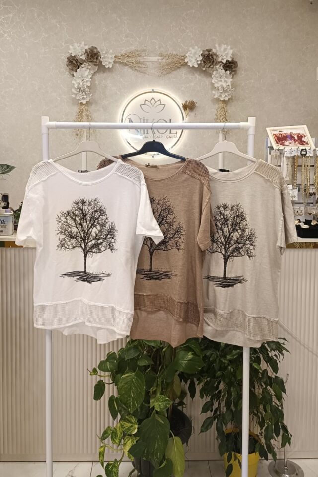 Ağaç Desenli Tişört