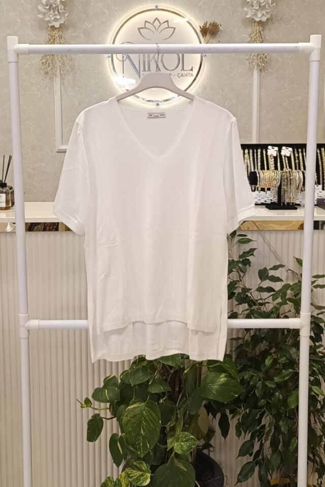 Tül Kollu V Yaka Bluz