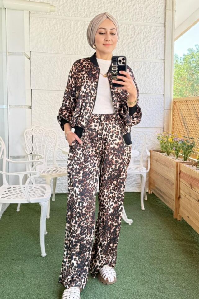 Leopar Desenli İkili Takım