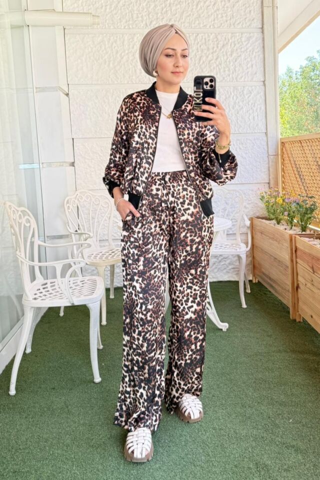 Leopar Desenli İkili Takım