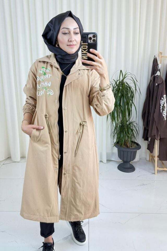 Kışlık Trençkot - Açık Camel
