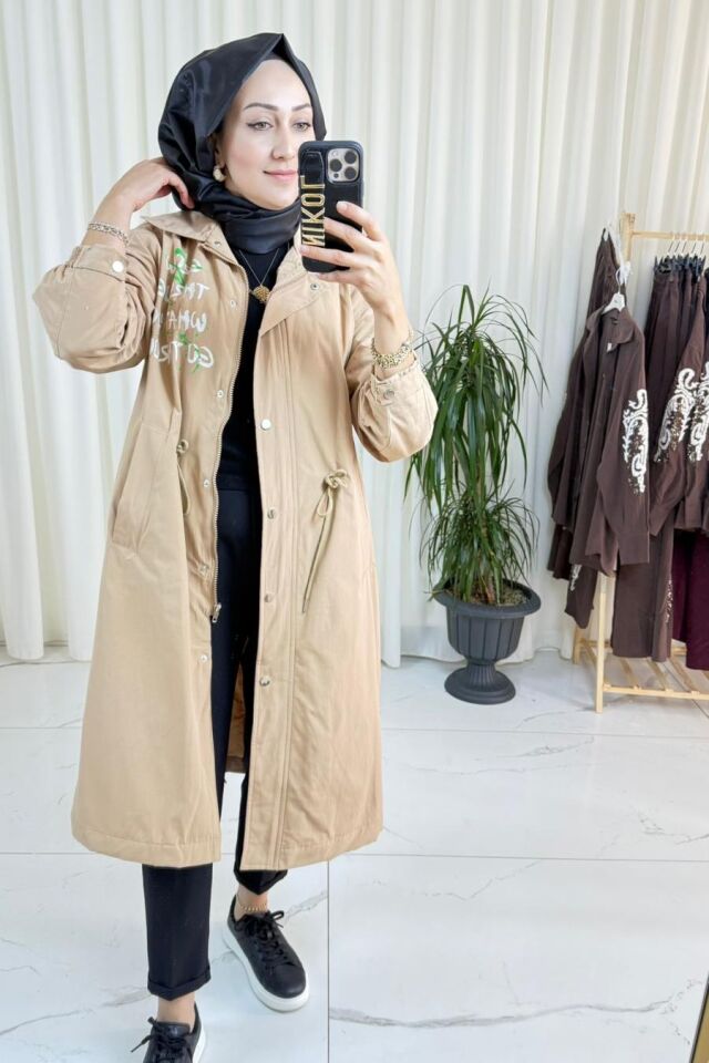 Kışlık Trençkot - Açık Camel