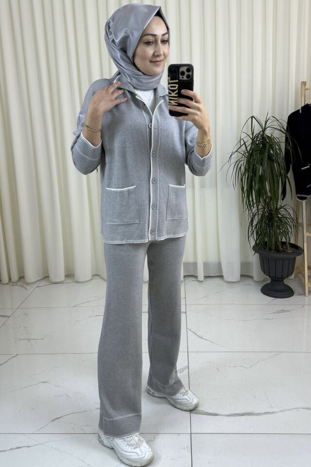 Triko İkili Takım - Gri