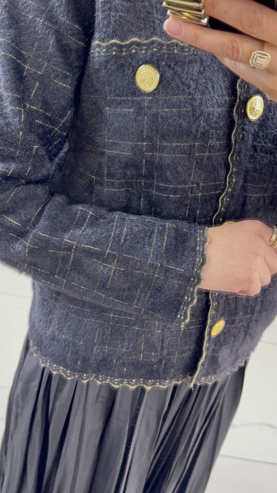 GOLD IŞILTILI SİYAH TRİKO CEKET