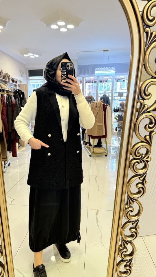 KUZU BUKLET SİYAH YELEK