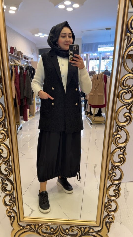 KUZU BUKLET SİYAH YELEK