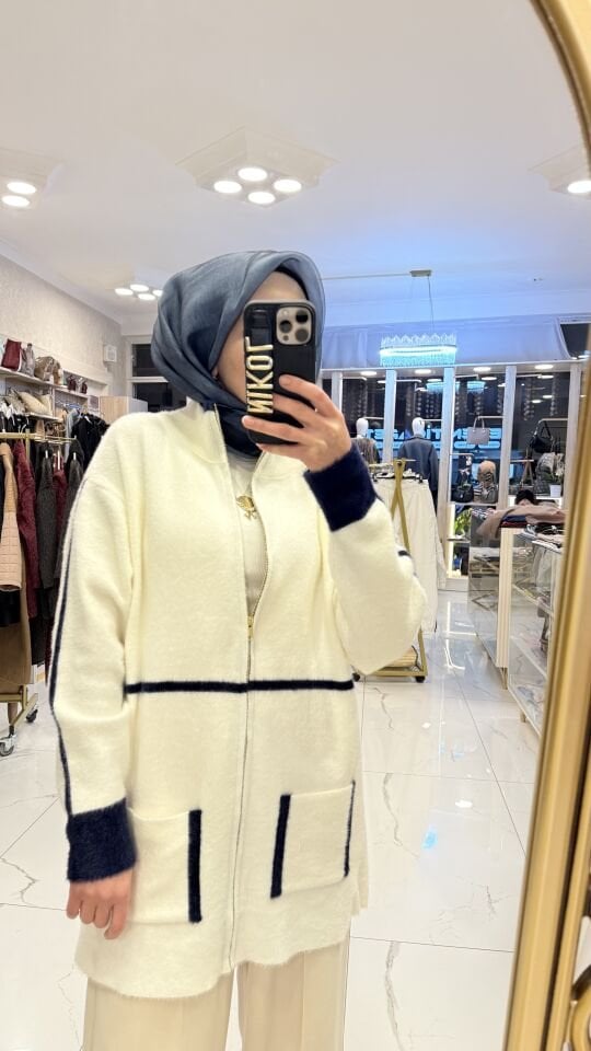 EKRU MAVİ ANGORA HIRKA