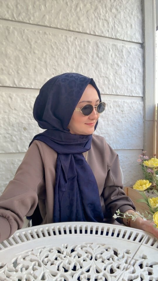 LACİVERT KAŞMİR İPEK ŞAL